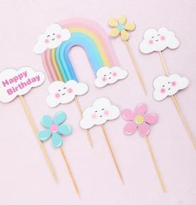 Rainbow cake topper set